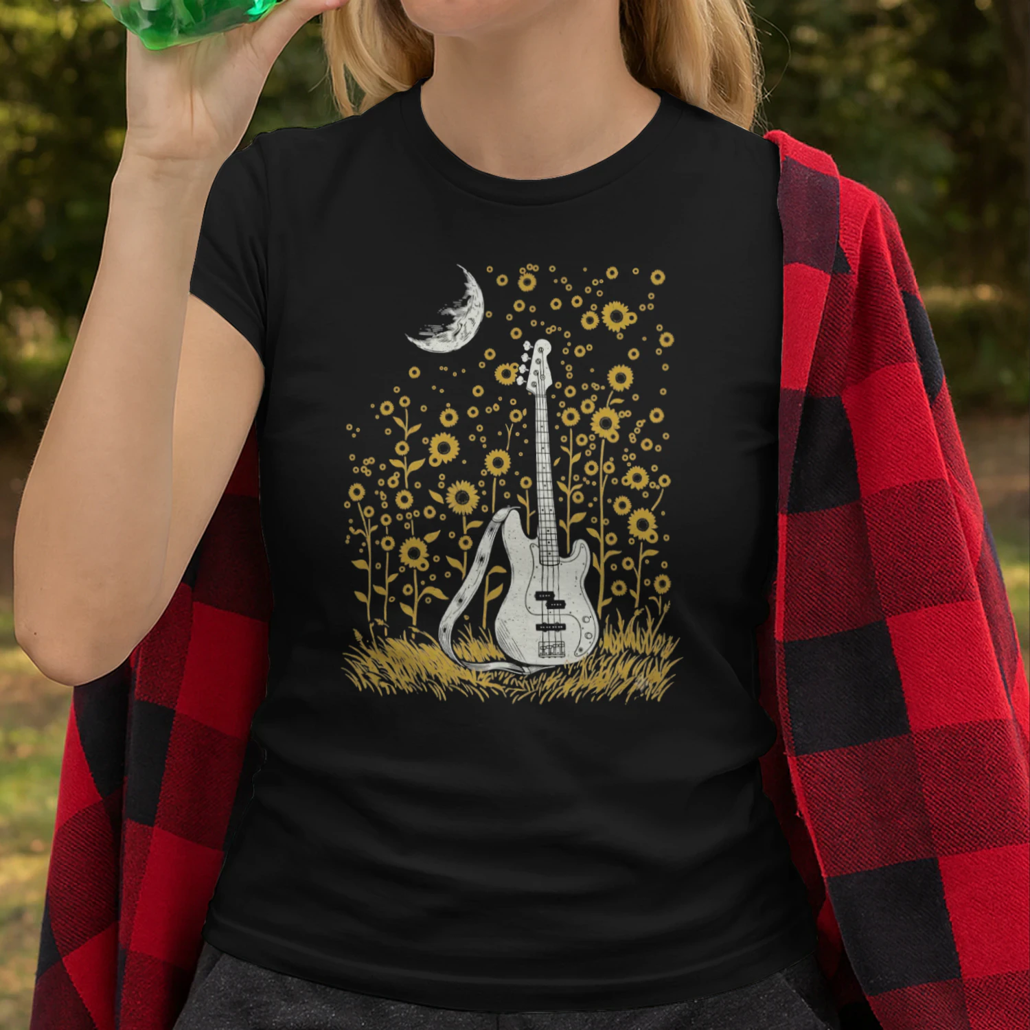 Romantic Moonlit Bass Player T-Shirt