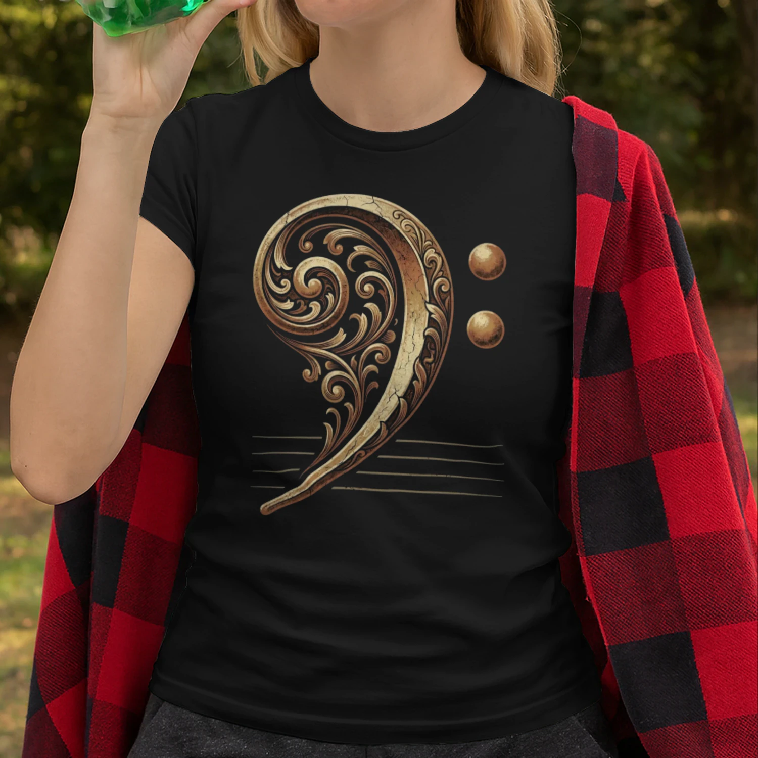 Filigree Bass Clef Gold Tee