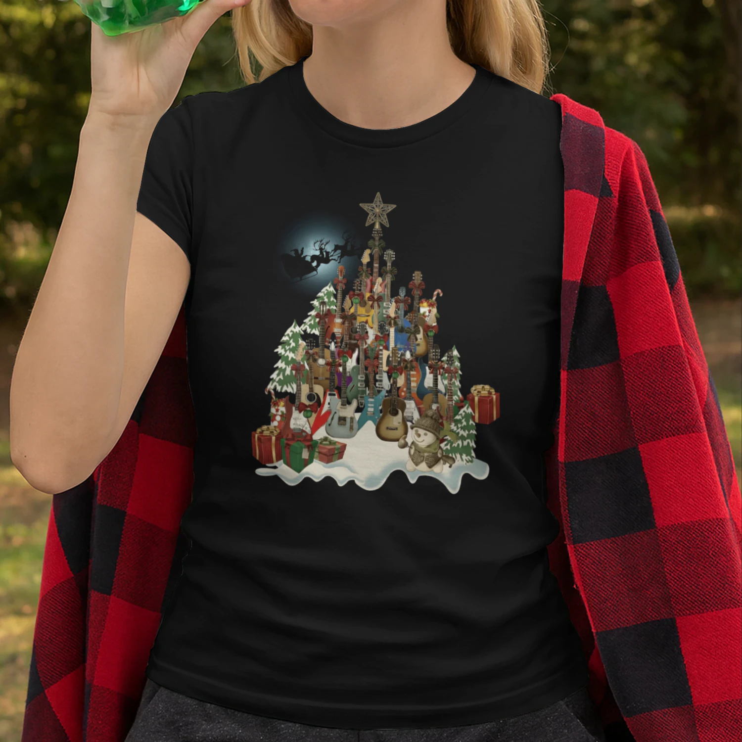 Christmas Guitar Snowman Village
