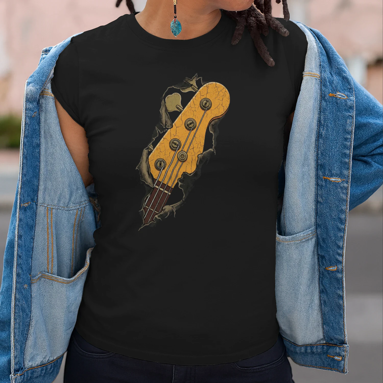 Vintage Cracked Bass Guitar Headstock Tee