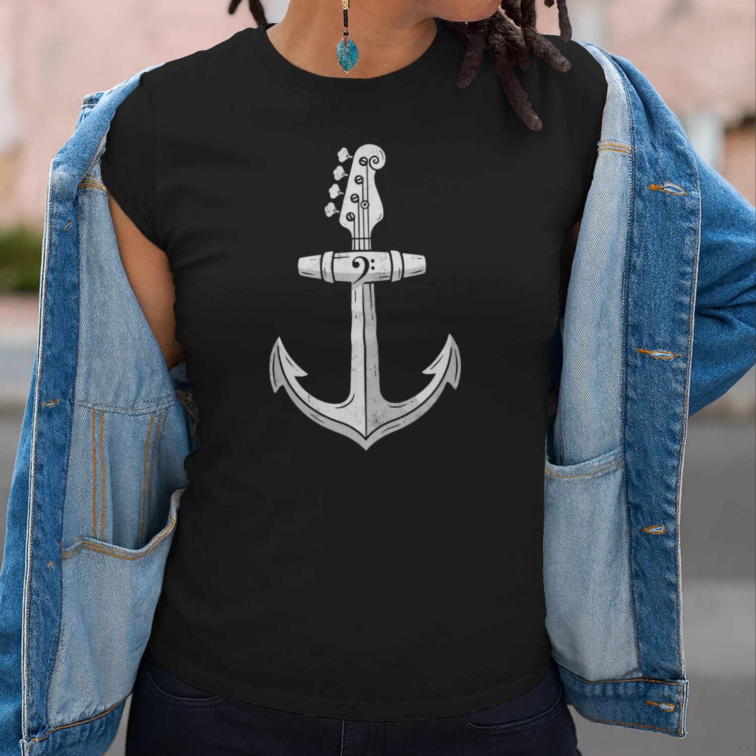 Nautical Anchor Bass Guitar Tee