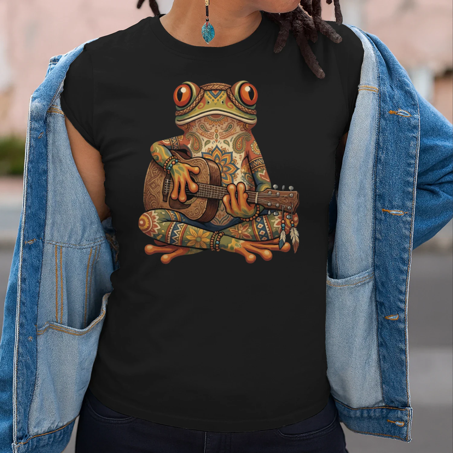 Boho Mandala Frog Guitarist