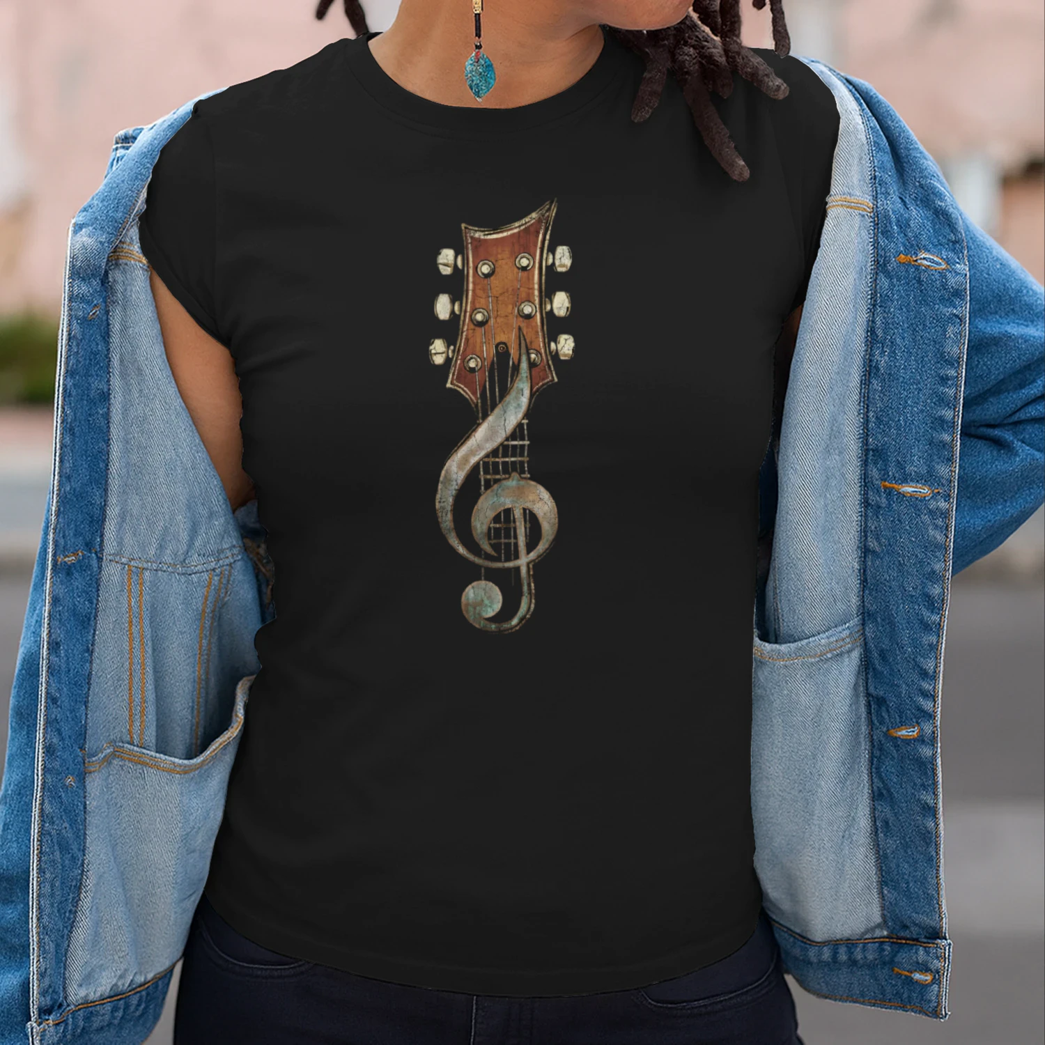 Guitar Headstock Treble Clef T‑Shirt