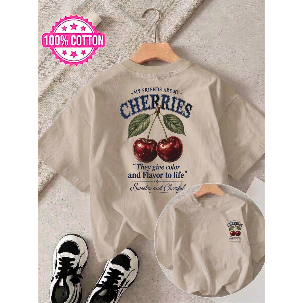 Double-Sided My Friends Are My Cherries for Women Men Unisex T-shirt
