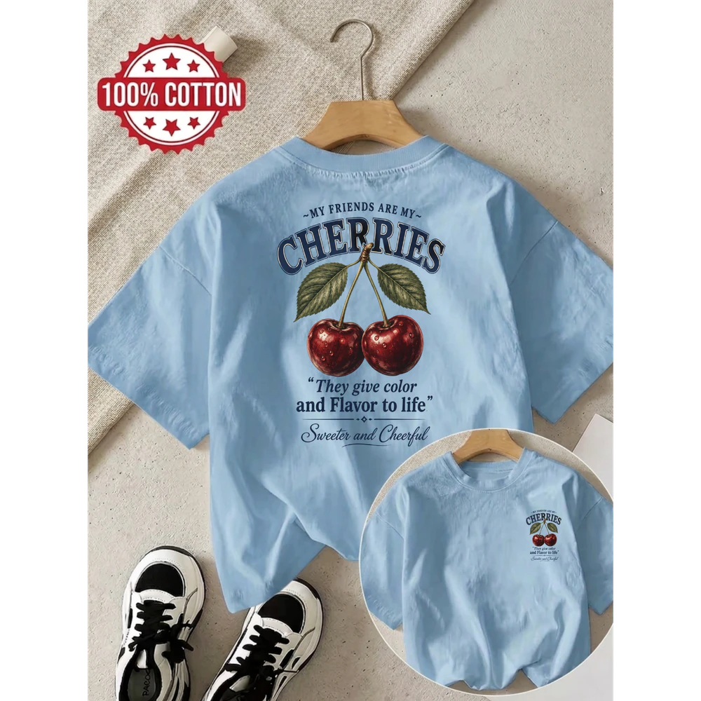 Double-Sided My Friends Are My Cherries for Women Men Unisex T-shirt