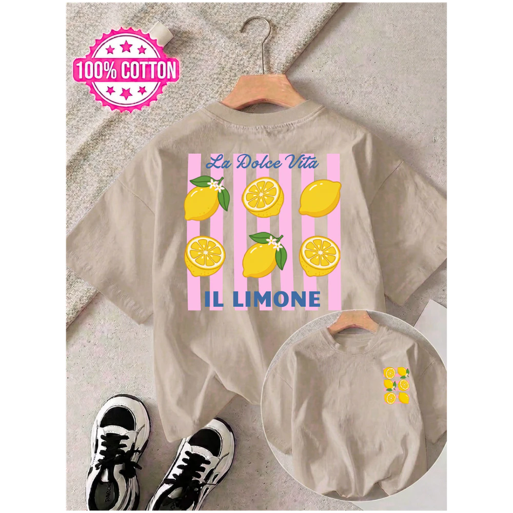 Double-Sided Featuring a Fresh Lemon Stripe Unisex T-shirt 
