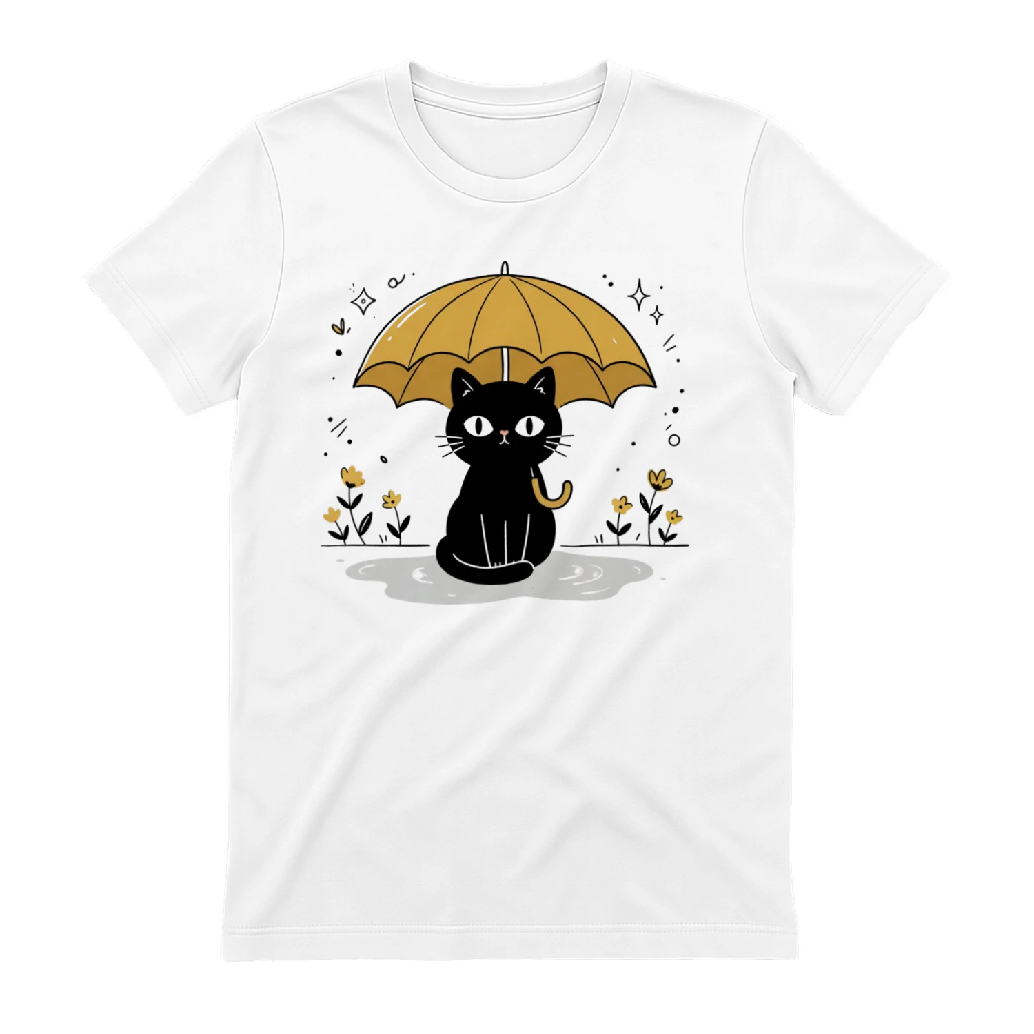  Black Cat Walkin in the Rain Unisex T-shirt