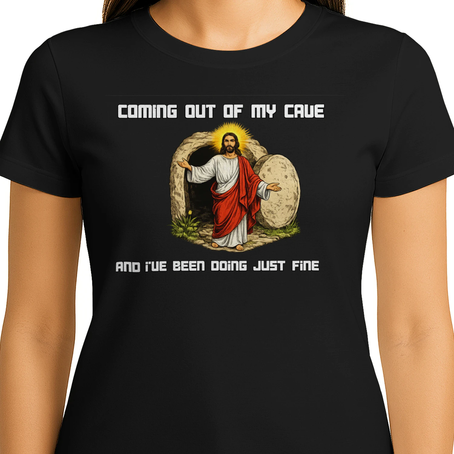 Coming Out of My Cave – Resurrection Humor Graphic Tee