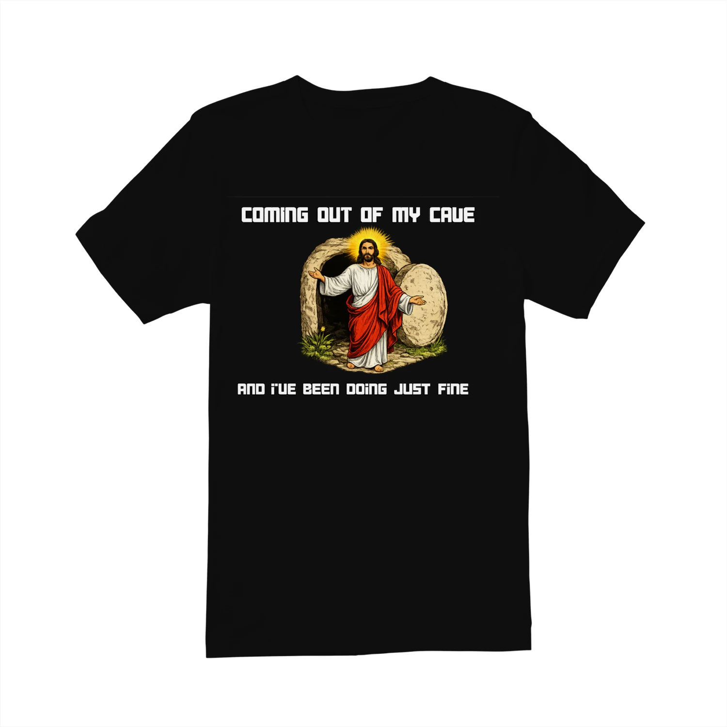 Coming Out of My Cave – Resurrection Humor Graphic Tee