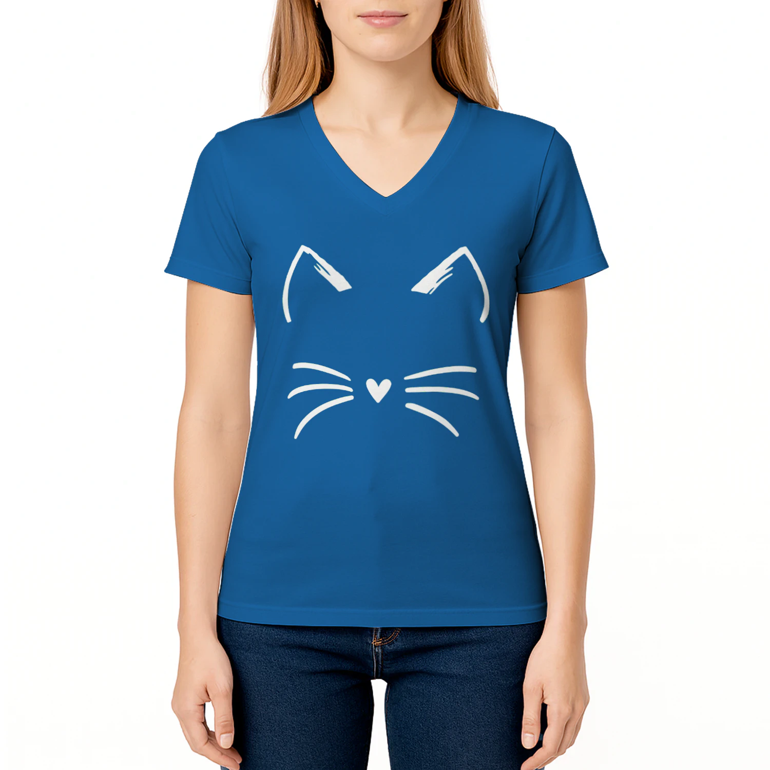 Cat Face T-Shirt – Cute Heart Nose Cat Lover Tee
