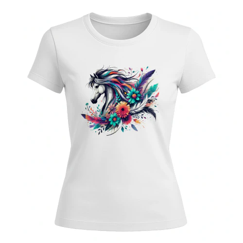 Cute Floral Wild Horse - Equestrian Country Riding Apparel Design