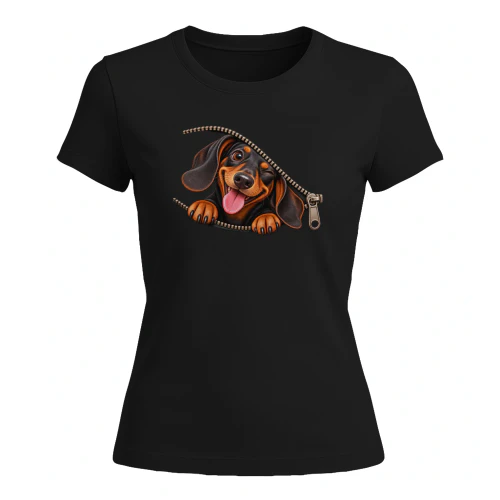 Lustiges Dackel-Reißverschluss-T-Shirt – Süßes Wiener-Hund-Liebhaber-Design Copy