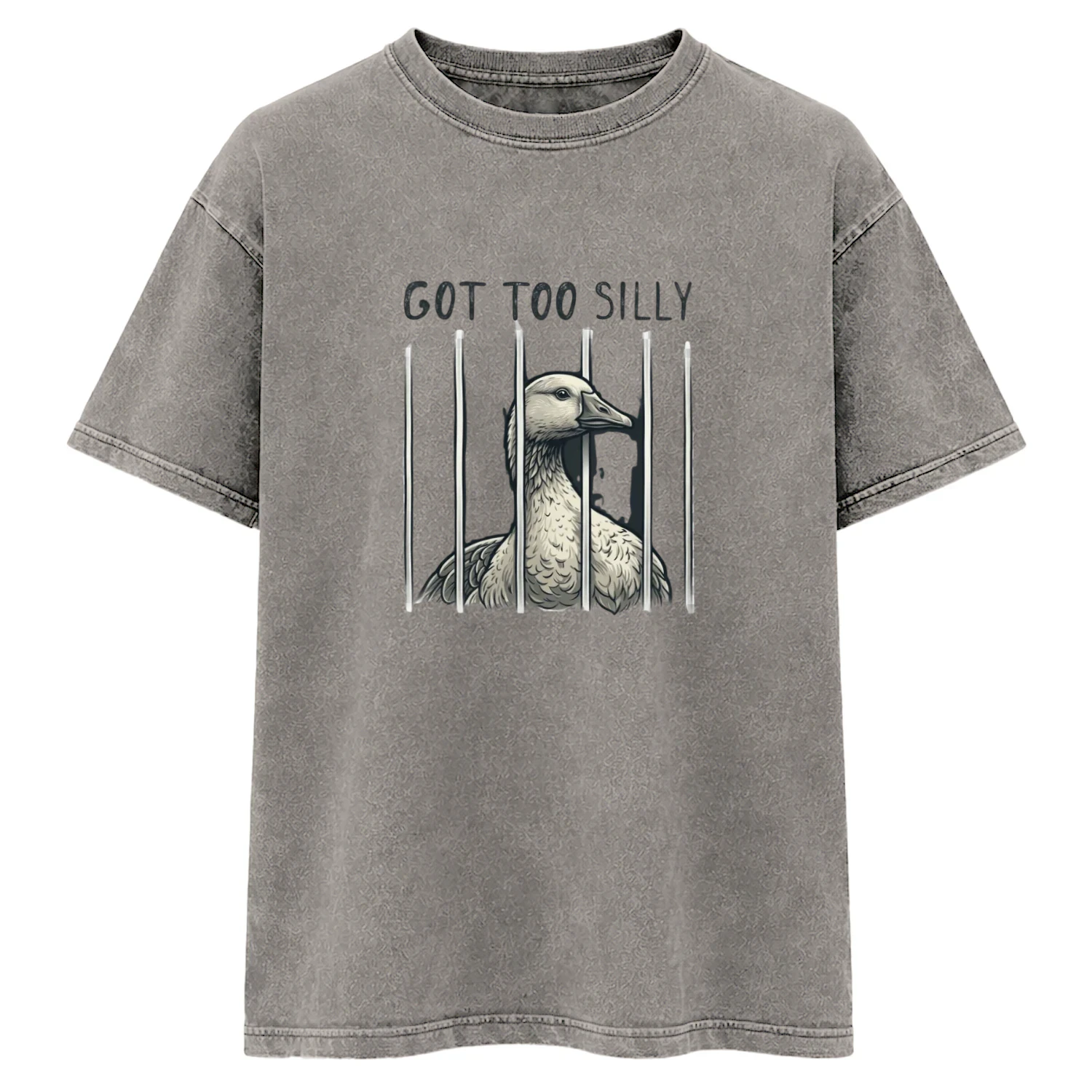 Got Too Silly Goose Behind Bars Funny Acid Washed Graphic T-Shirt