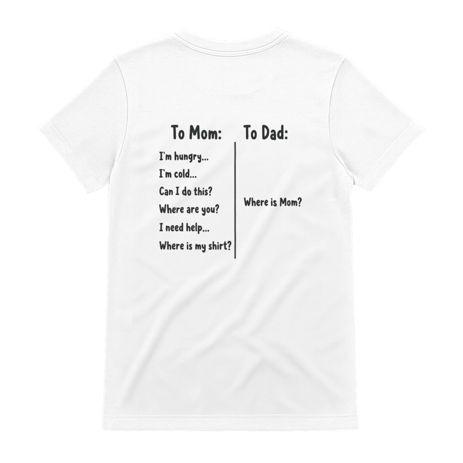To Mom vs To Dad Funny Parenting Quote Classic Unisex T-Shirt