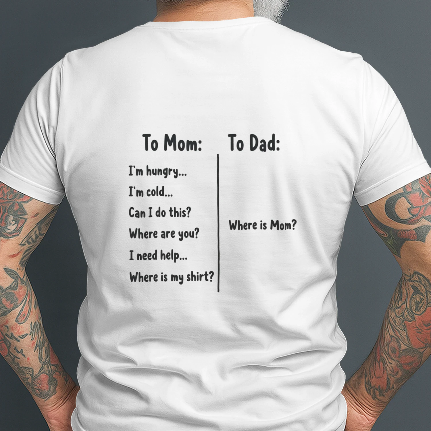 To Mom vs To Dad Funny Parenting Quote Classic Unisex T-Shirt