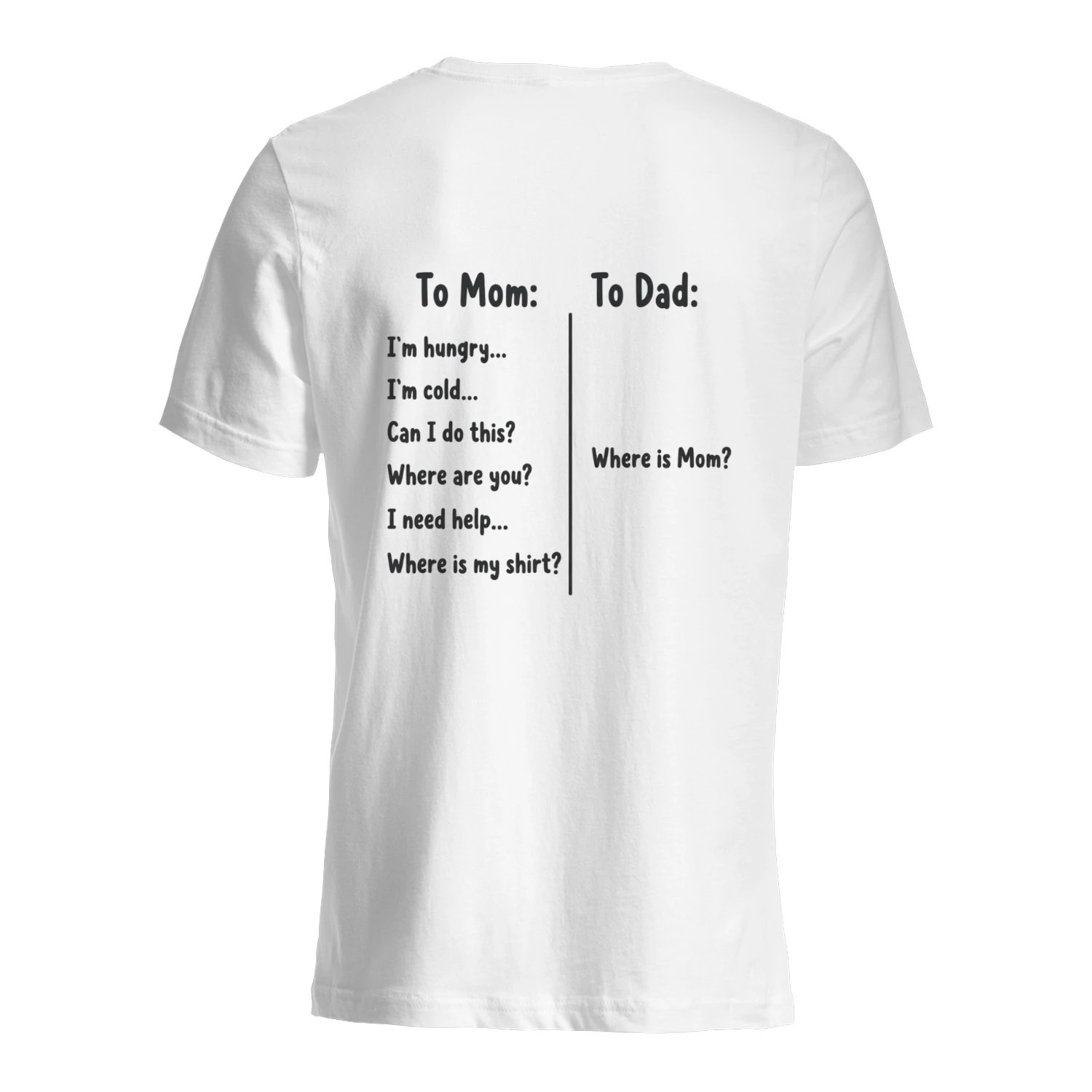 To Mom vs To Dad Funny Parenting Quote Classic Unisex T-Shirt