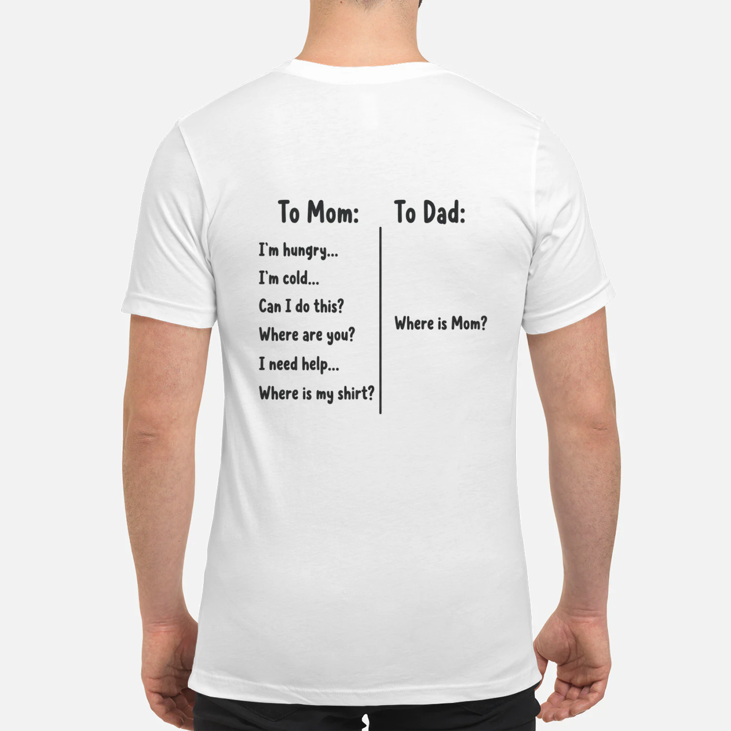 To Mom vs To Dad Funny Parenting Quote Classic Unisex T-Shirt