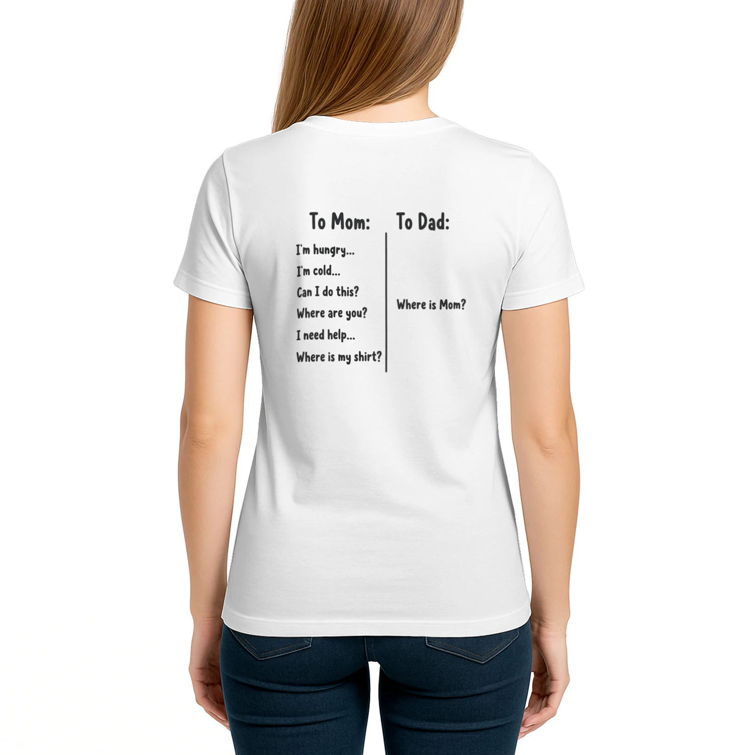 To Mom vs To Dad Funny Parenting Quote Classic Unisex T-Shirt