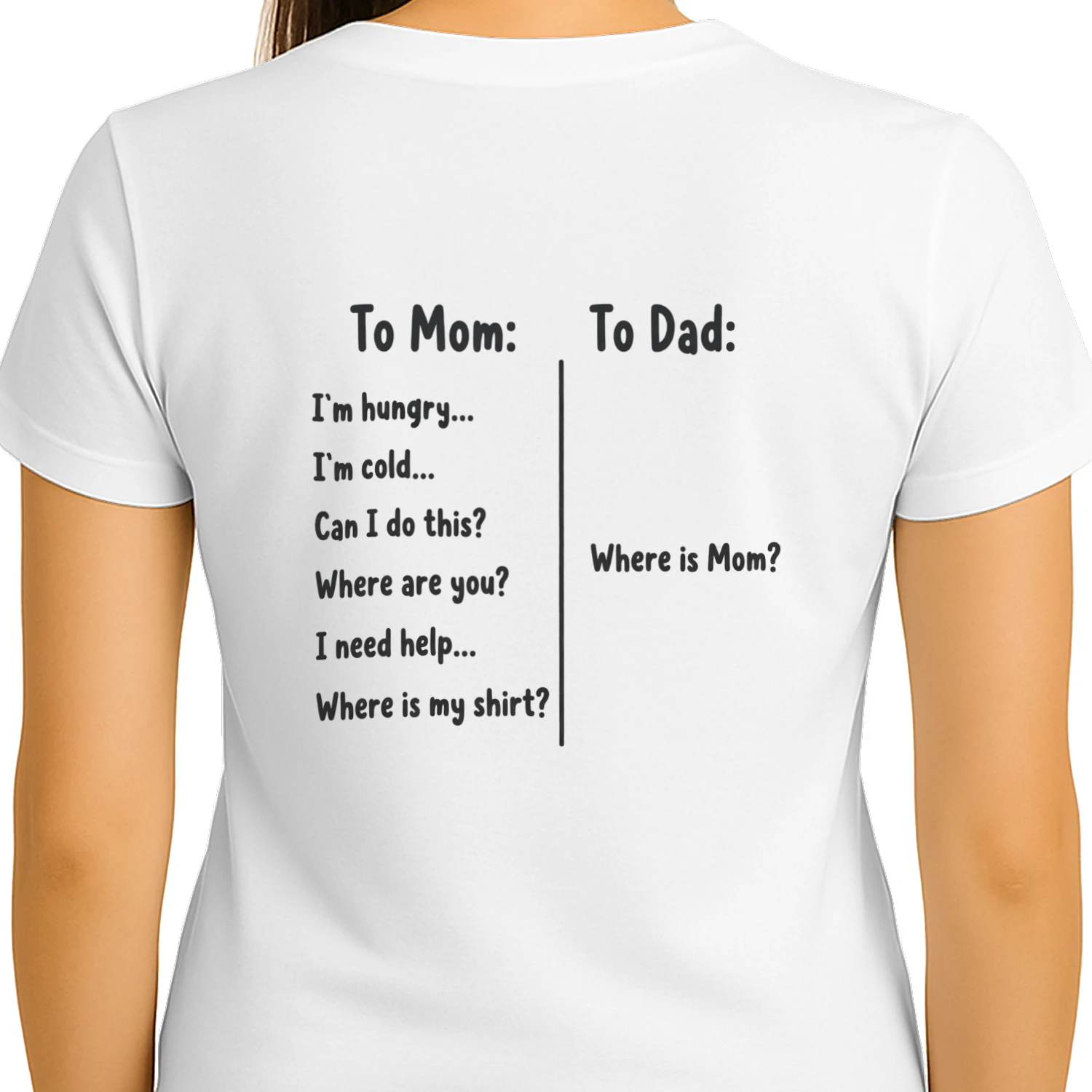To Mom vs To Dad Funny Parenting Quote Classic Unisex T-Shirt