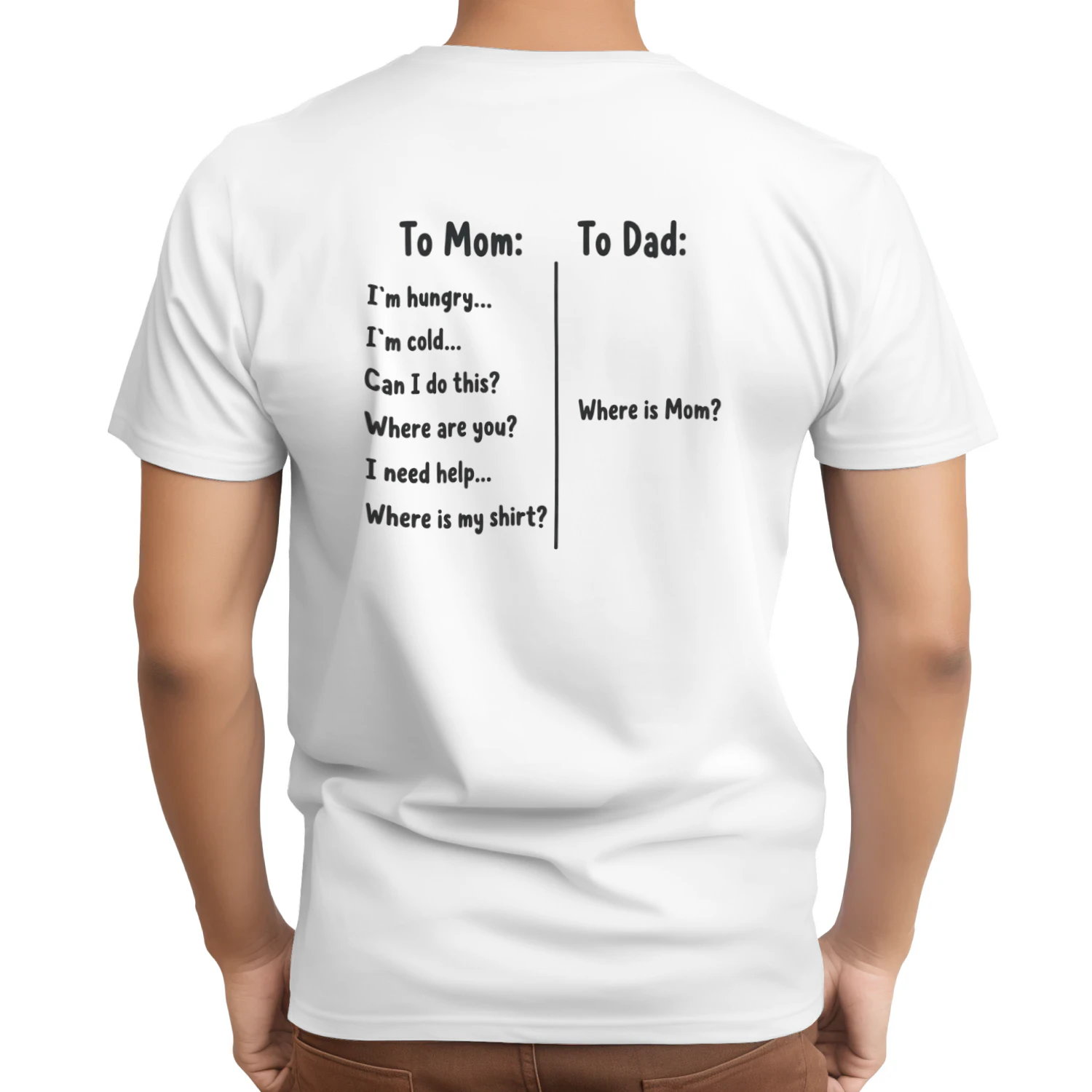 To Mom vs To Dad Funny Parenting Quote Classic Unisex T-Shirt