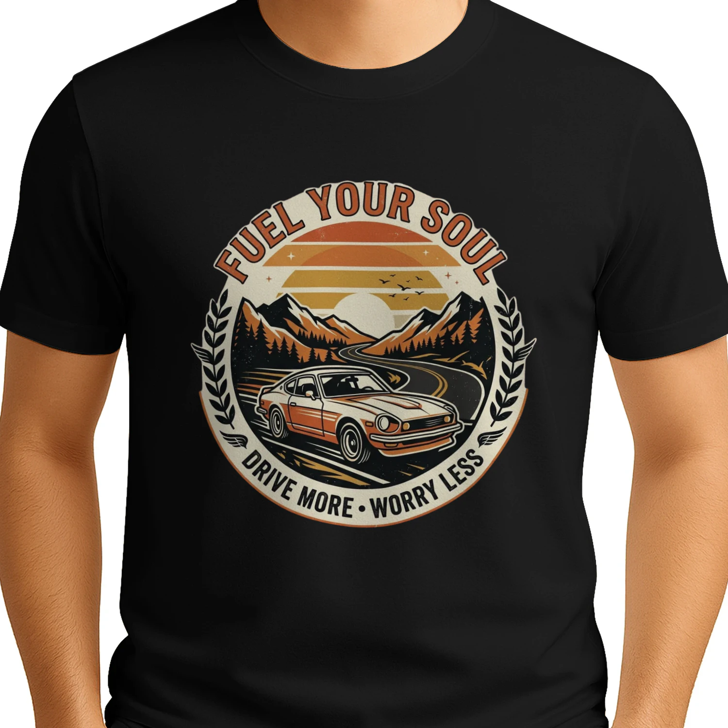 Fuel Your Soul Drive More Worry Less Retro Mountain Car  Classic Unisex T-Shirt