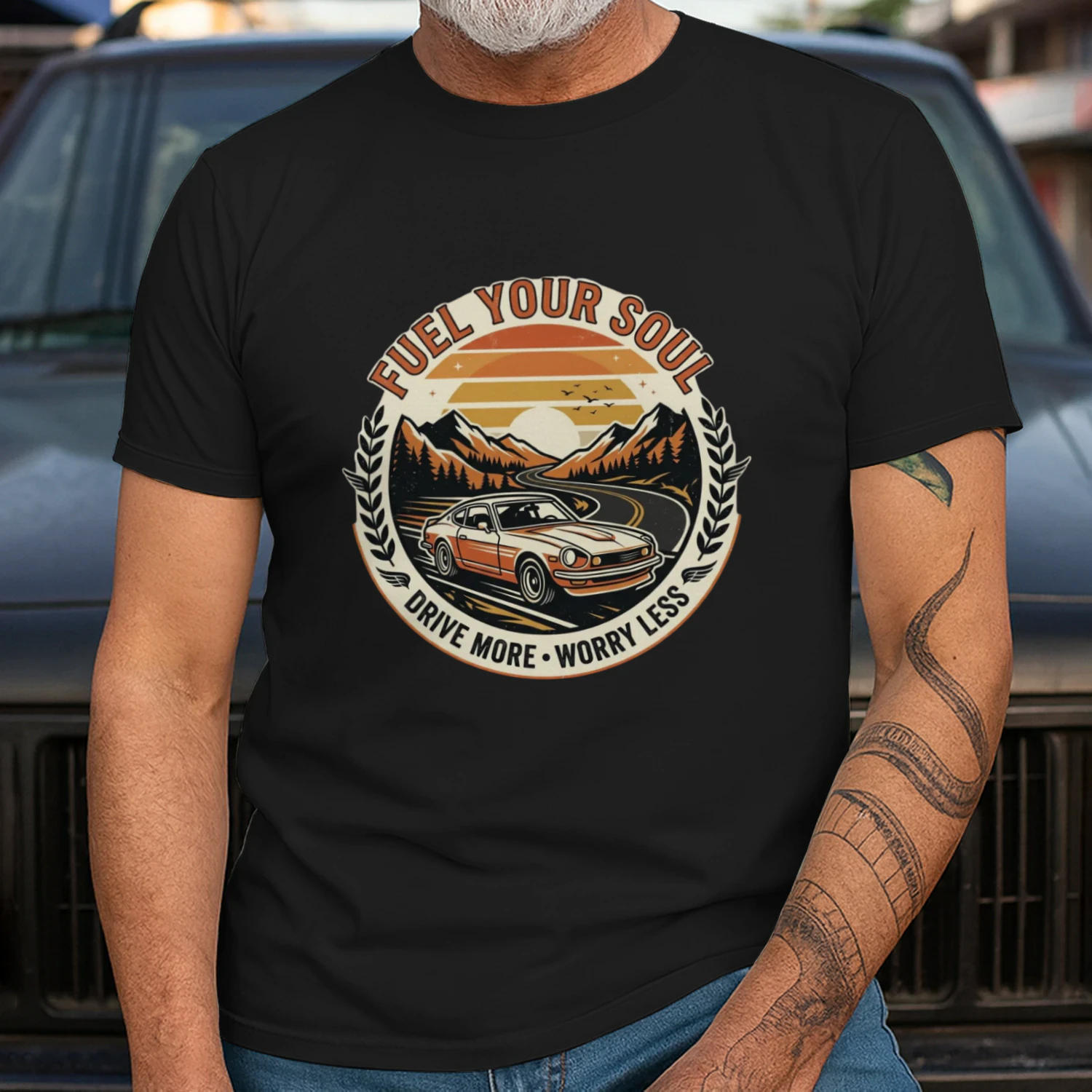 Fuel Your Soul Drive More Worry Less Retro Mountain Car  Classic Unisex T-Shirt