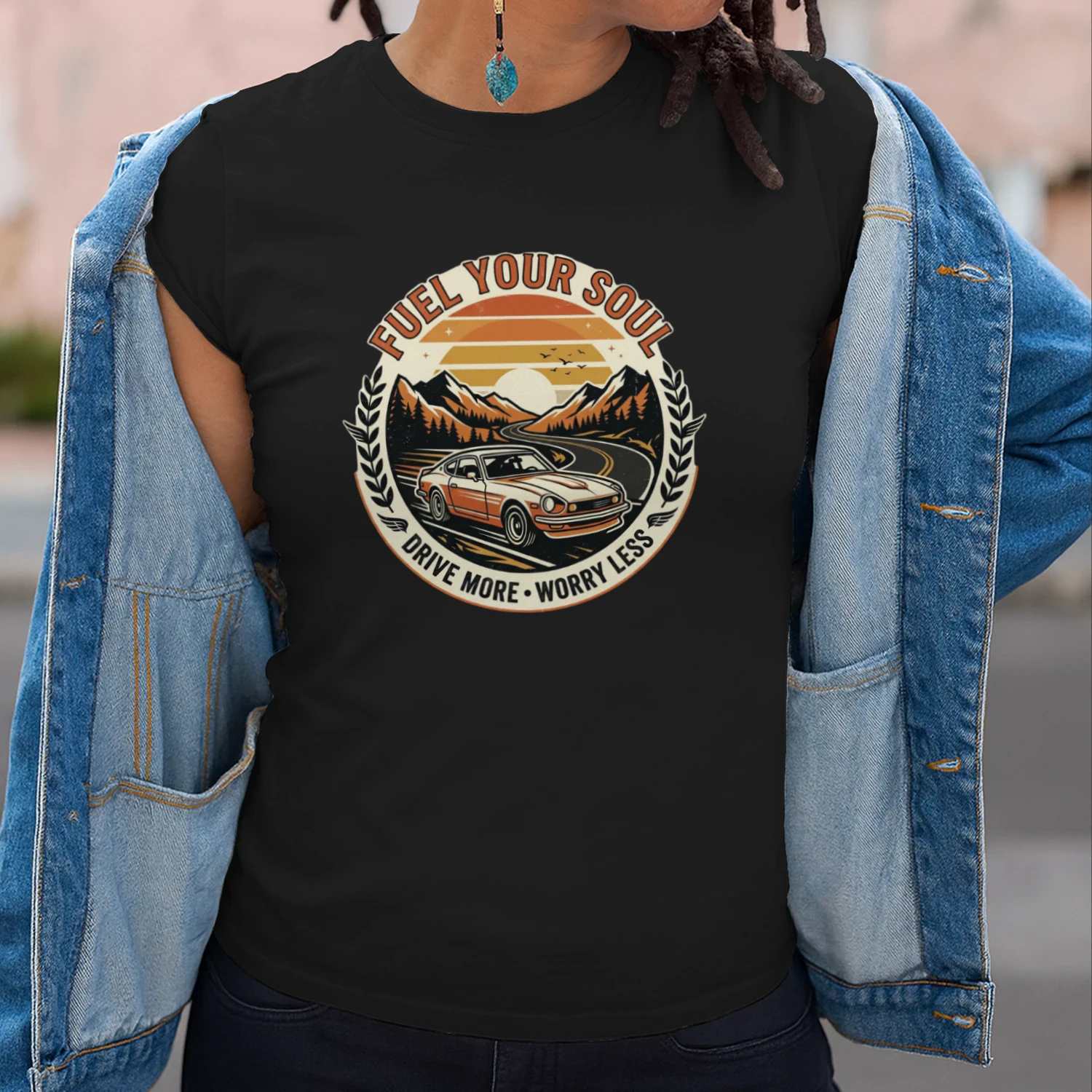 Fuel Your Soul Drive More Worry Less Retro Mountain Car  Classic Unisex T-Shirt