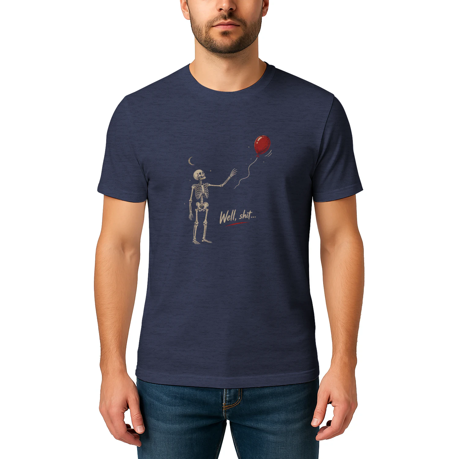 Skeleton Lost Balloon T-Shirt | Funny Dark Humor Graphic Tee | Vintage Gothic Skeleton Shirt | Unisex Halloween Gift