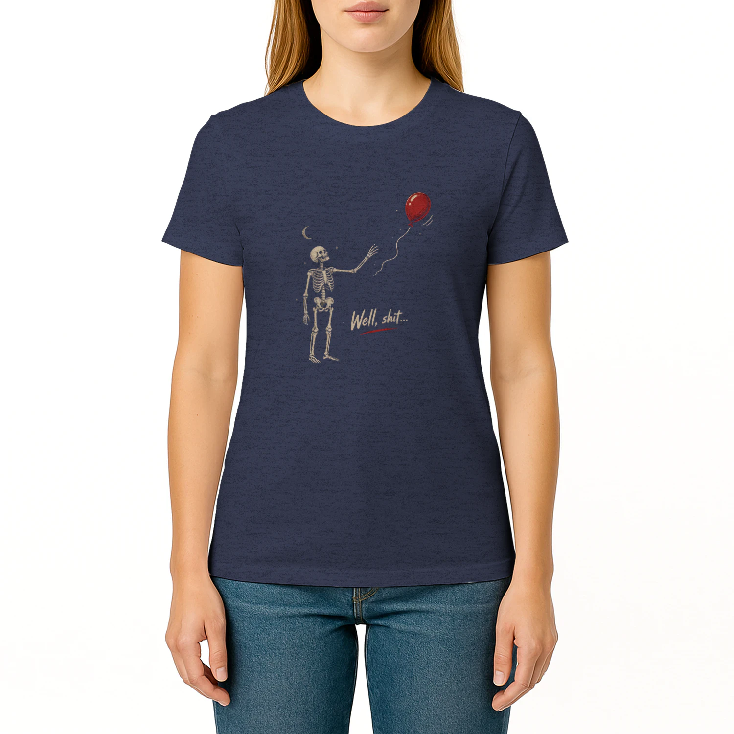 Skeleton Lost Balloon T-Shirt | Funny Dark Humor Graphic Tee | Vintage Gothic Skeleton Shirt | Unisex Halloween Gift