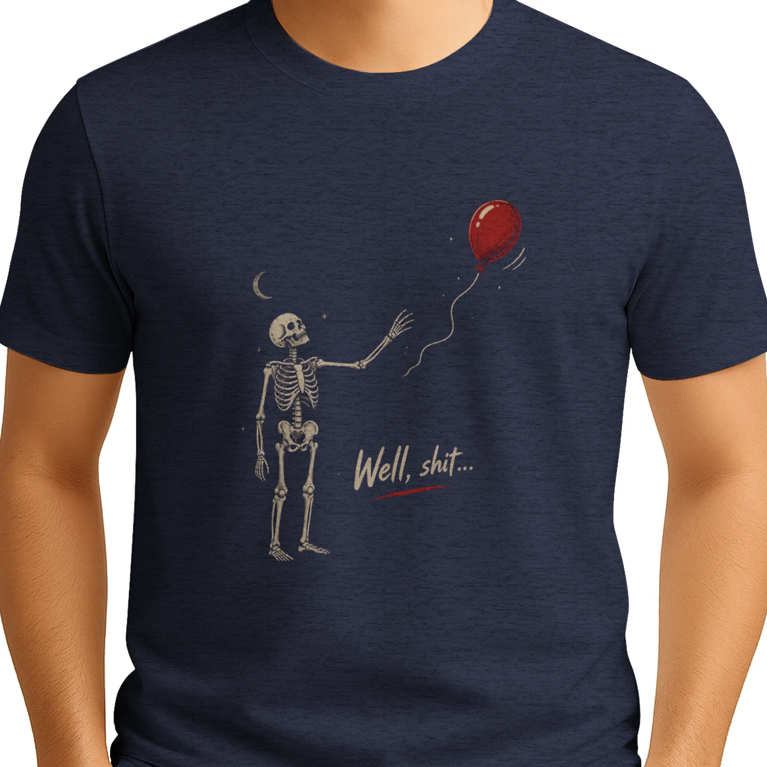 Skeleton Lost Balloon T-Shirt | Funny Dark Humor Graphic Tee | Vintage Gothic Skeleton Shirt | Unisex Halloween Gift