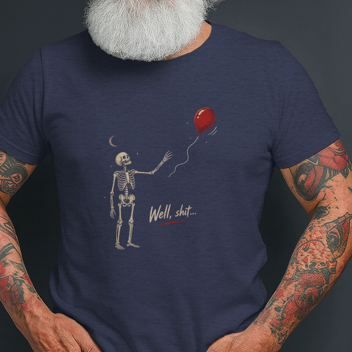 Skeleton Lost Balloon T-Shirt | Funny Dark Humor Graphic Tee | Vintage Gothic Skeleton Shirt | Unisex Halloween Gift