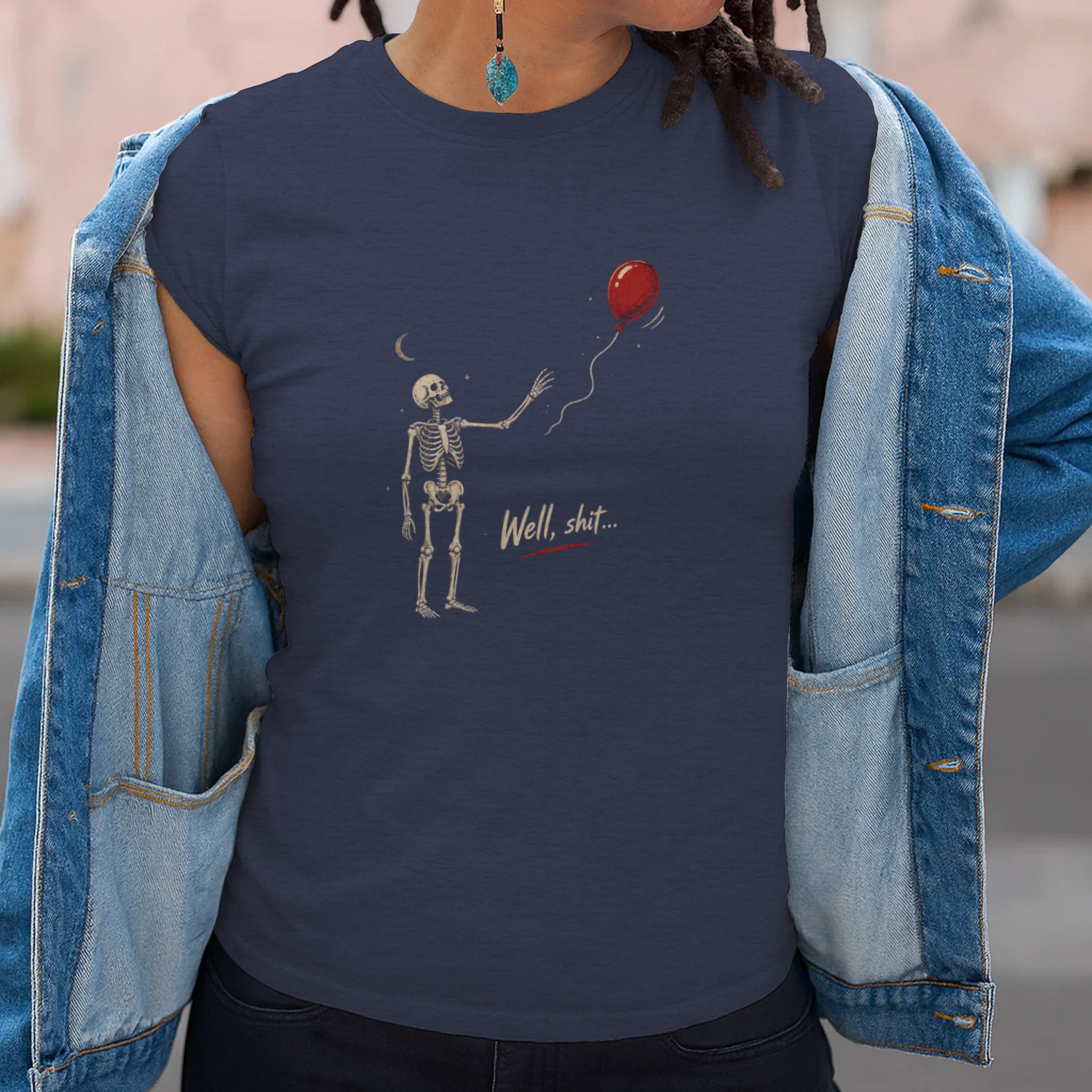 Skeleton Lost Balloon T-Shirt | Funny Dark Humor Graphic Tee | Vintage Gothic Skeleton Shirt | Unisex Halloween Gift