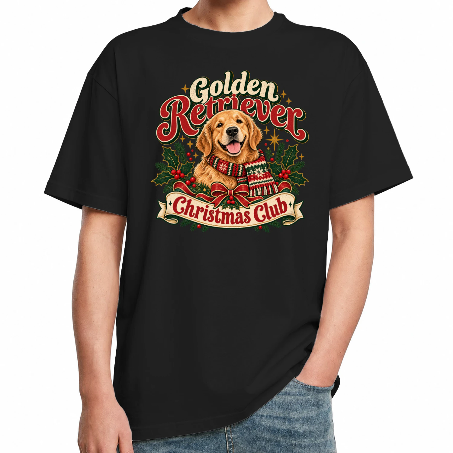 Golden Retriever Christmas T-Shirt – Vintage Dog Lover Gift