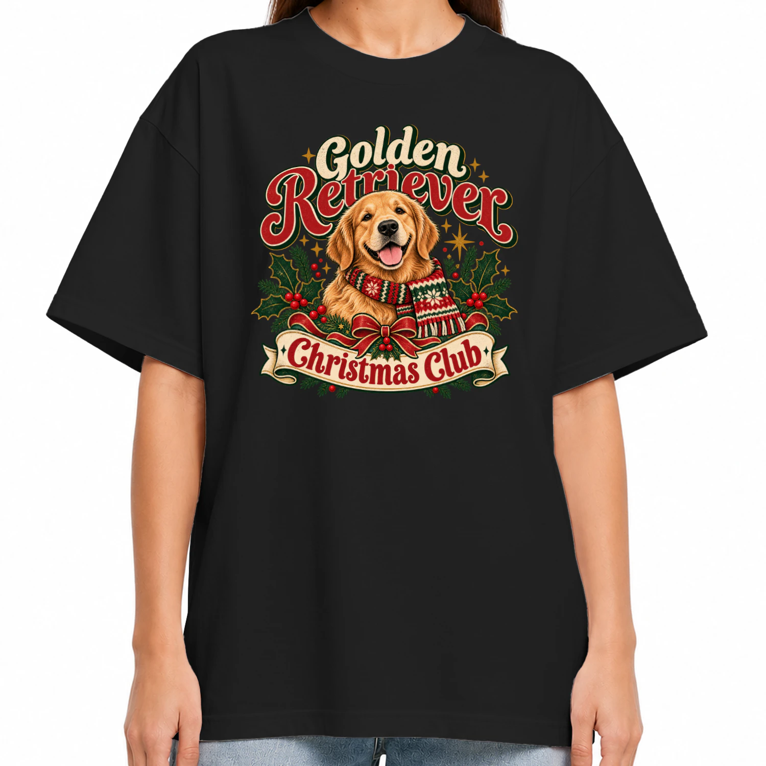 Golden Retriever Christmas T-Shirt – Vintage Dog Lover Gift