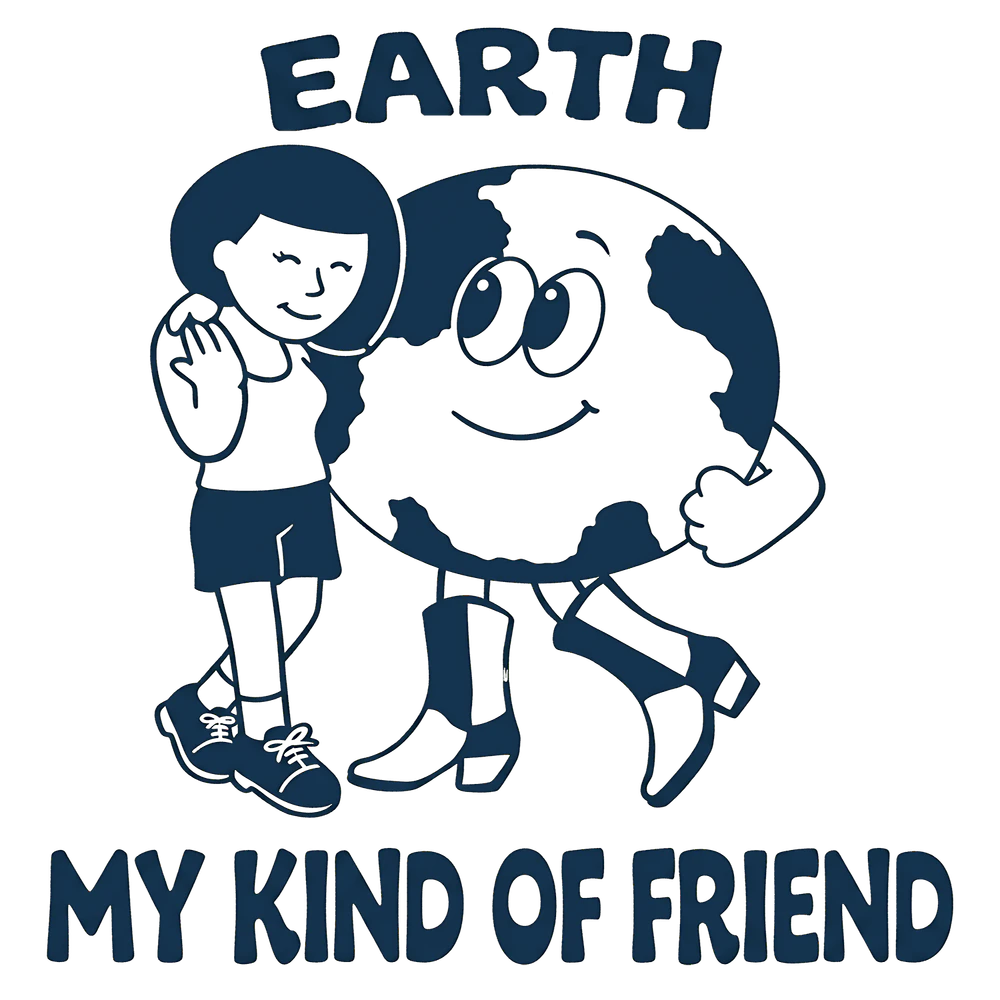 Earath My Kind of Friend Shirt | Vintage Style Earth Day Tee | Retro Cowboy Earth Mascot | Funny Irony Meme Shirt 