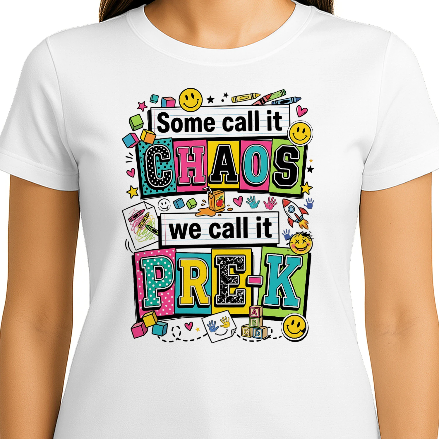 Some Call It Chaos We Call It Pre-K Shirt | Funny Preschool Teacher Shirt | Retro Pre K Teacher Gift | Back to School Tee