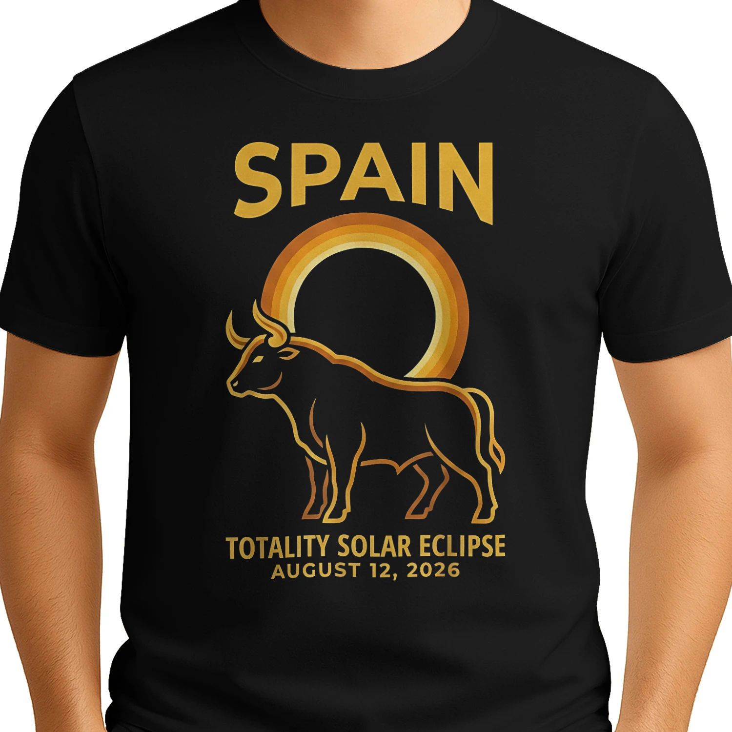 Spain Totality Solar Eclipse – August 12, 2026 (Retro Bull)