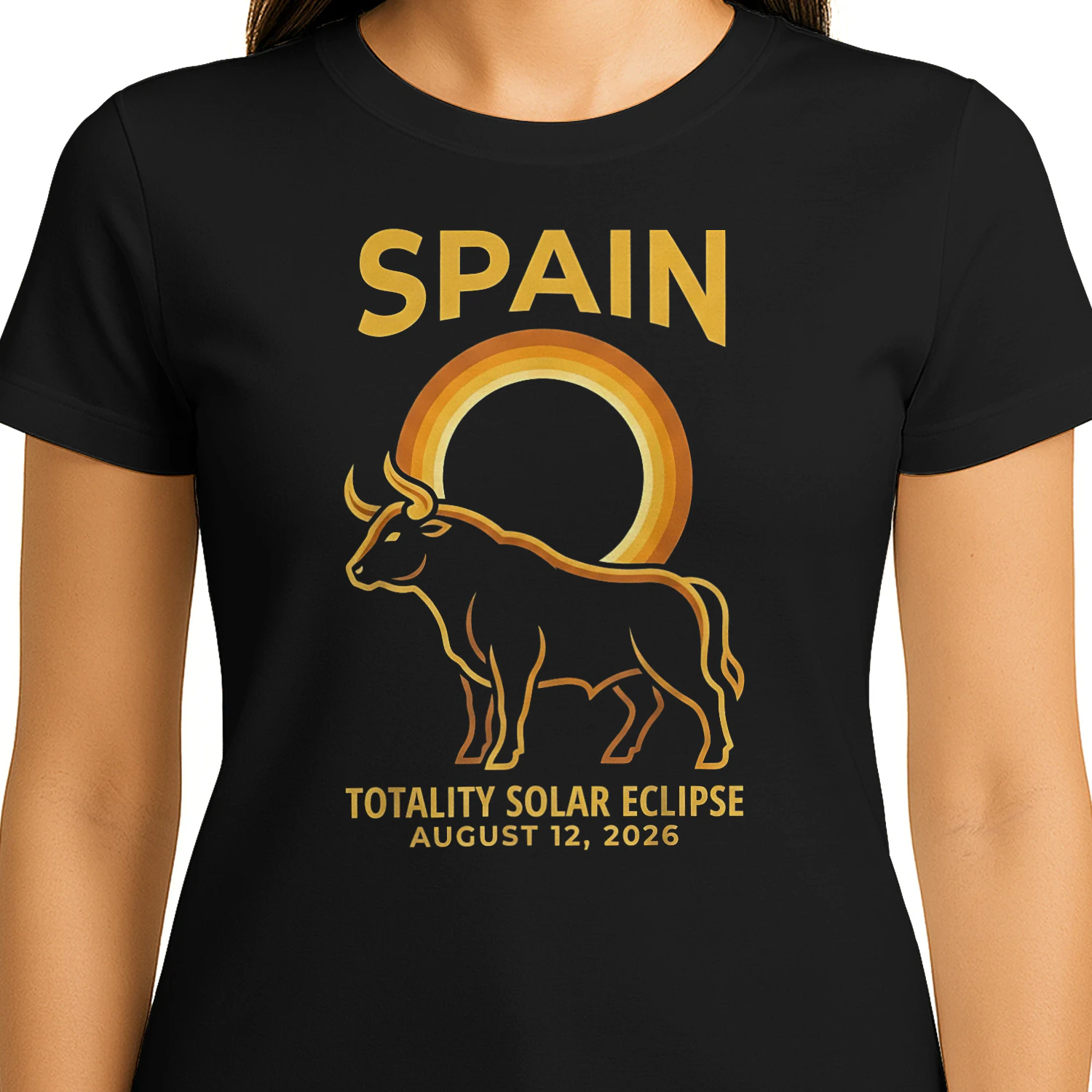 Spain Totality Solar Eclipse – August 12, 2026 (Retro Bull)