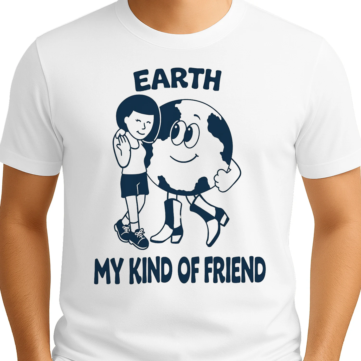 Earath My Kind of Friend Shirt | Vintage Style Earth Day Tee | Retro Cowboy Earth Mascot | Funny Irony Meme Shirt 
