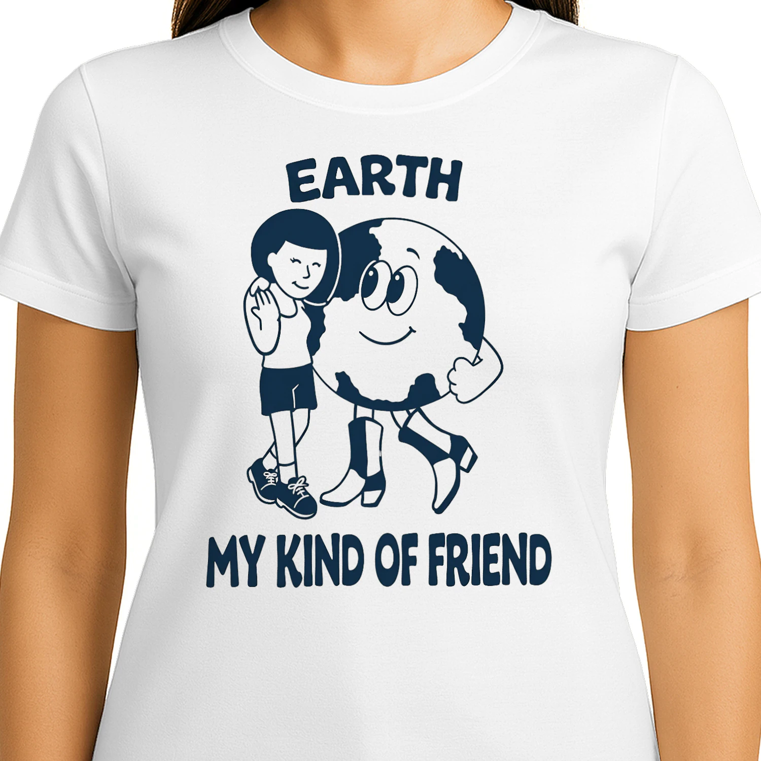 Earath My Kind of Friend Shirt | Vintage Style Earth Day Tee | Retro Cowboy Earth Mascot | Funny Irony Meme Shirt 