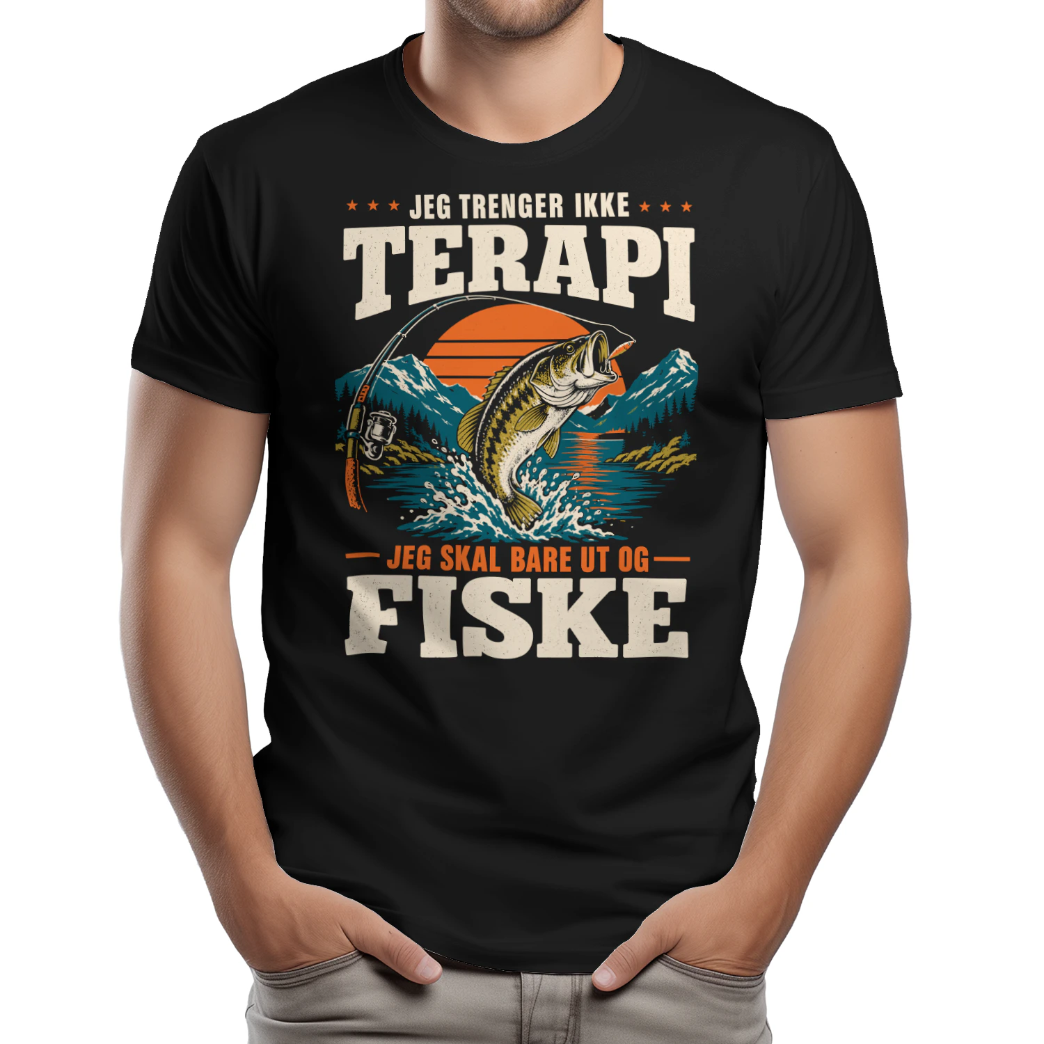 Fiske T-skjorte - Jeg trenger ikke terapi - Gave til fiskere