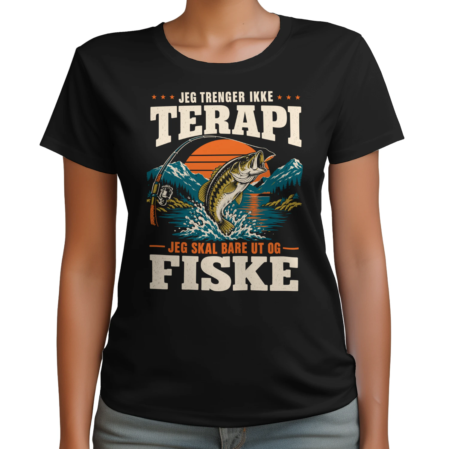 Fiske T-skjorte - Jeg trenger ikke terapi - Gave til fiskere