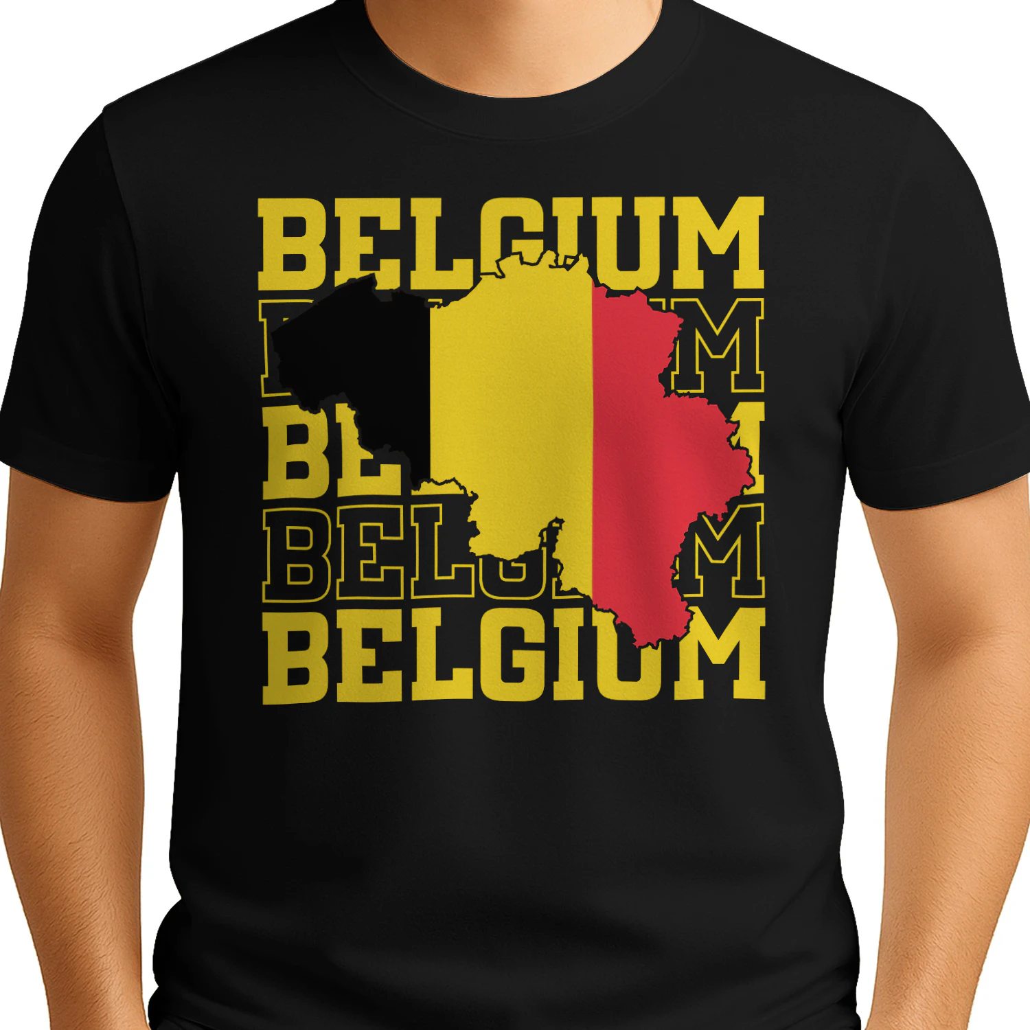 Belgium Flag Map Repeat Tee
