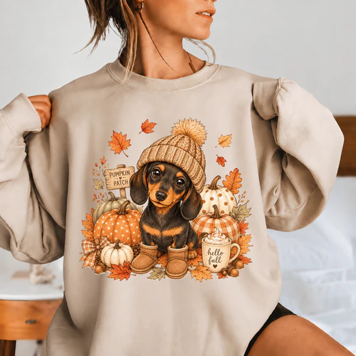 Fall Pumpkin Patch Dachshund Sweatshirt 🍂🐶🎃