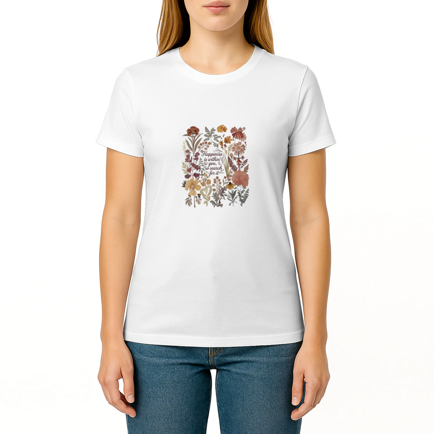 T-shirt flower "Happiness is within you, so search for it" Classic Unisex T-shirt