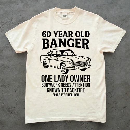 60th Birthday Funny, 60 Year Old Banger Car T-Shirt