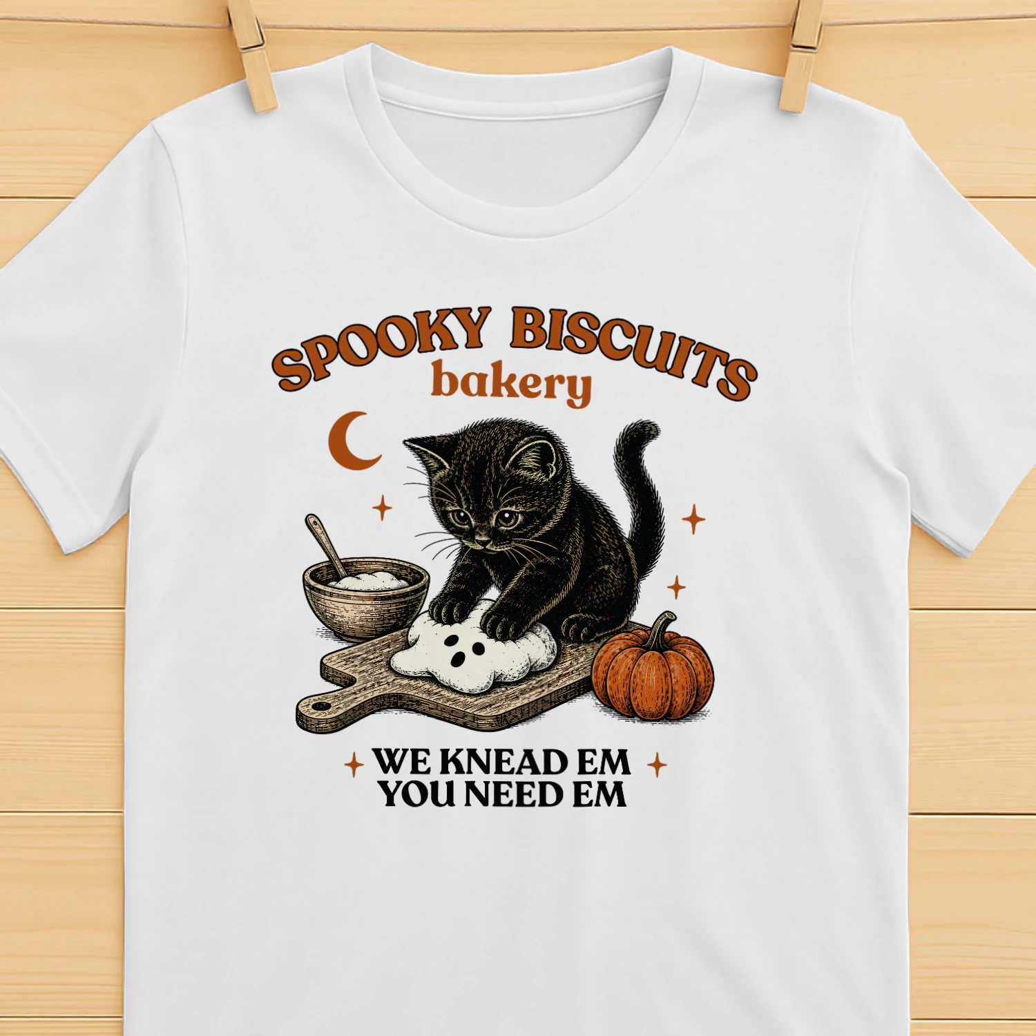 Kitty Biscuits We Knead Em You Need Em, Black Cat T-Shirt