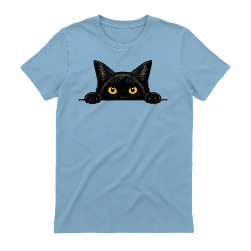 Black Cat Peeking Over Line – Funny Halloween Cat Design