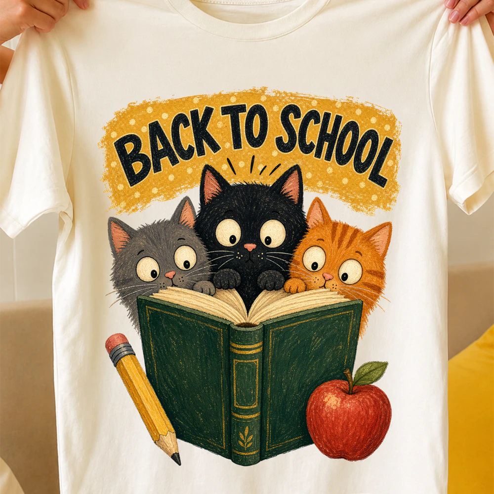 Back to School Cats Shirt, Cute Cat Teacher Shirt, Kids Book Cat Tee, Reading Cat Shirt, Back to School Gift, Cute Cat Lover Shirt