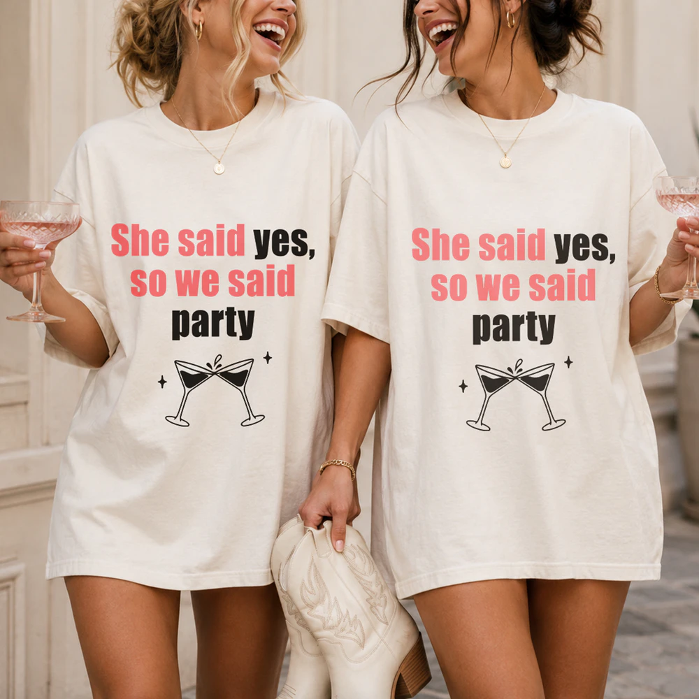 She Said Yes So We Said Party Shirt, Funny Bachelorette Party Tee, Bride Squad Cheers Shirt, Engagement Party Gift, Girls Night Shirt